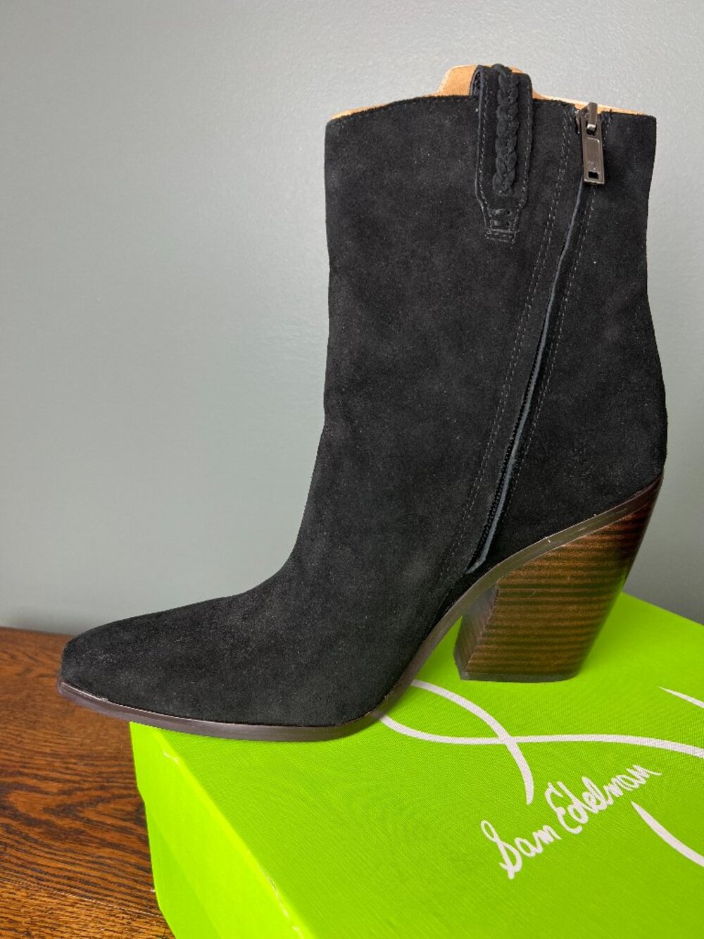 Sam Edelman Agnes Black Suede Ankle Boots Size 11 Block Heel NIB Nordstrom